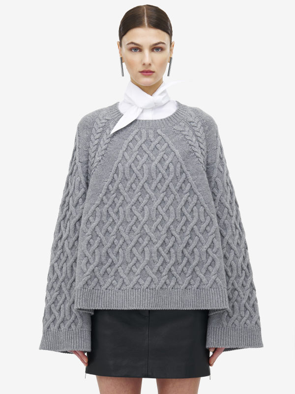 ALEXANDER MCQUEEN - Cable Crew Neck Jumper - Item 840219Q1BEW102
